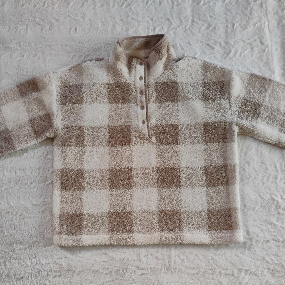 Loft Plaid Sherpa Pullover
